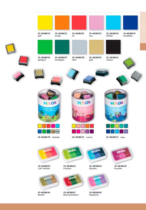 tinta tampones y sellos de colores